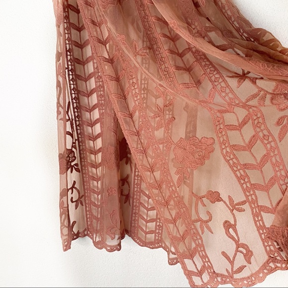 SOCIALITE Dusty Pink Lace Romper Maxi Dress XS - Picture 3 of 7